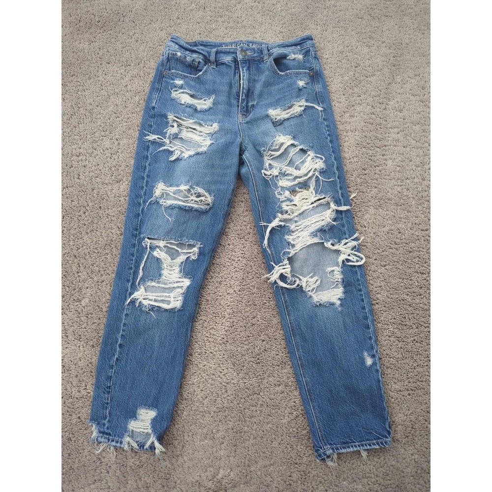 American Eagle Outfitters High Rise Distressed Blue Jeans